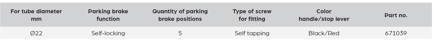 MBL BH2 brake handle with straight cable outlet for wheelchair